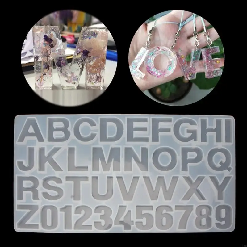 

37JB English Numbers Handmade Keychain Mould Silicone Epoxy Resin Molds