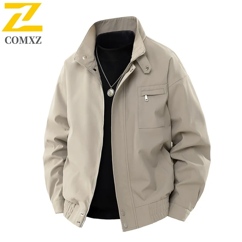 

COMXZ Men Jacket Standing Collar Jogging Travel Outdoor Camping Lightweight Breathable Jacket Autumn Trendy Jacket with No Hood