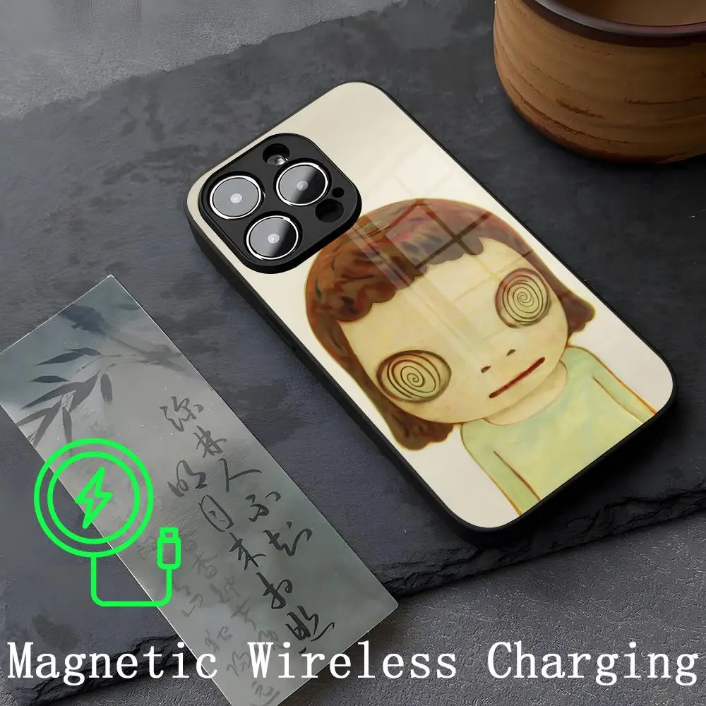 Yoshitomo Nara Strong Magnetism Glass For IPhone 14ProMax 15 13 12 15 11 Pro XS Max Plus Mini Coque