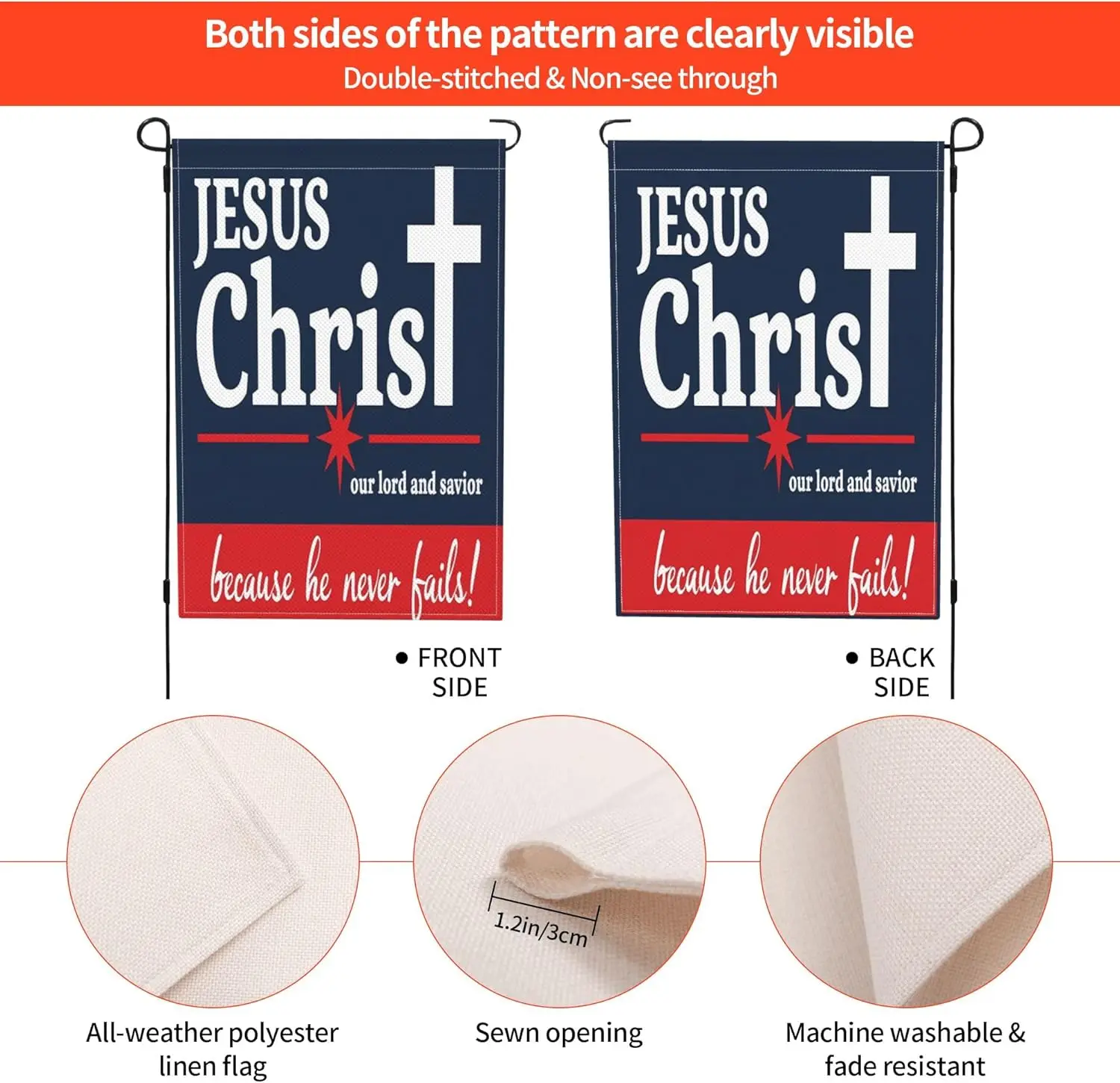 12 "x 18" يسوع المسيح ربنا والمخلص العلم المسيحي الصليب حديقة أعلام مزدوجة الوجهين الخيش ساحة علامات الديكور JHH