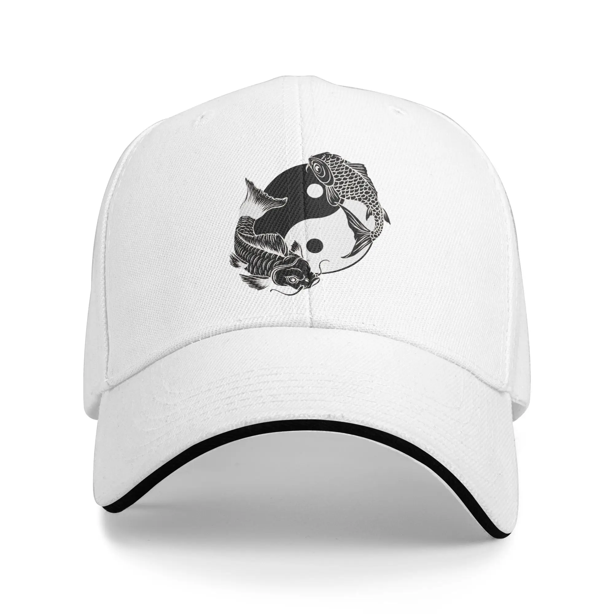 Yin And Yang Fish Japanese Koi Baseball Cap  Hiking Fishing Adjustable Hip Hop Hats Women Men Vintage Custom DIY Baseball Caps