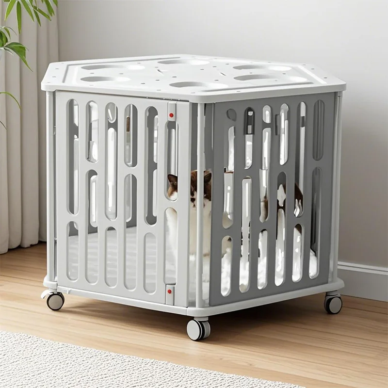 Small Portable Button Closure Solid Pattern Steel Kennels Airline-Approved Foldable Dog Cat Carriers Outdoor Pet Plastic Tray