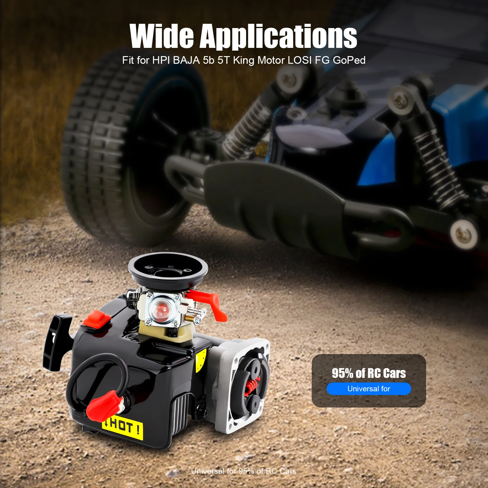 

30.5CC 2-Stroke Gasoline Engine Kit, Four-Point Fixed Mount Air-Cooled Engine Assembly, High Performance Replacement Motor