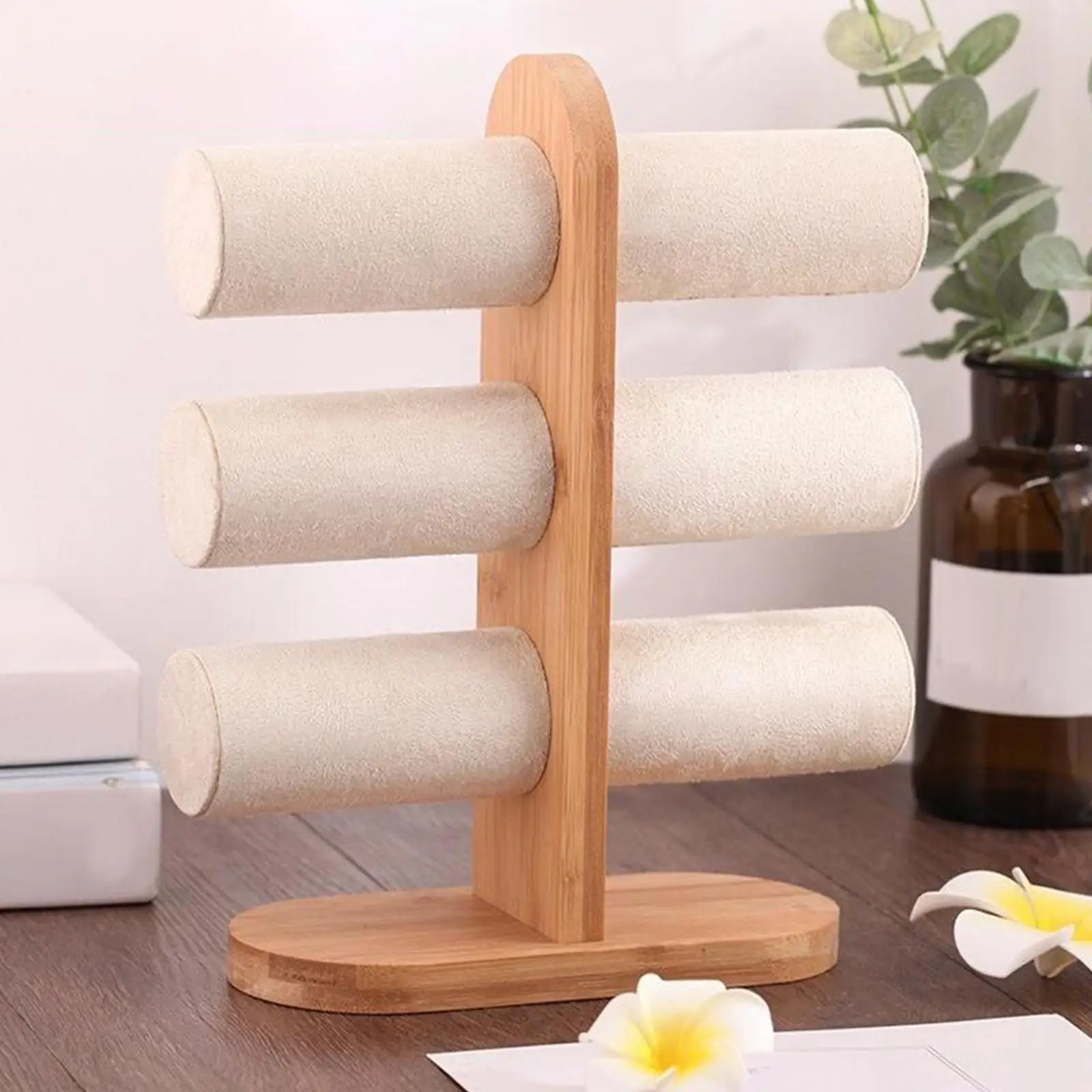 3 Layers Jewelry Display Rack Jewelry Tower with Wood Base Necklace Jewelry Stand Fashion Storage for Necklace Rings Bracelet