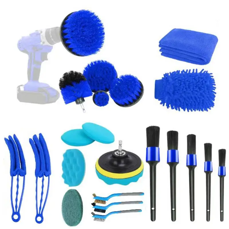 Car Detailing Brush Kit 22pcs Car Cleaning Brush Detailing Brush Set Auto Detailing Brushes Drill Brush Set Car Cleaning Brushes