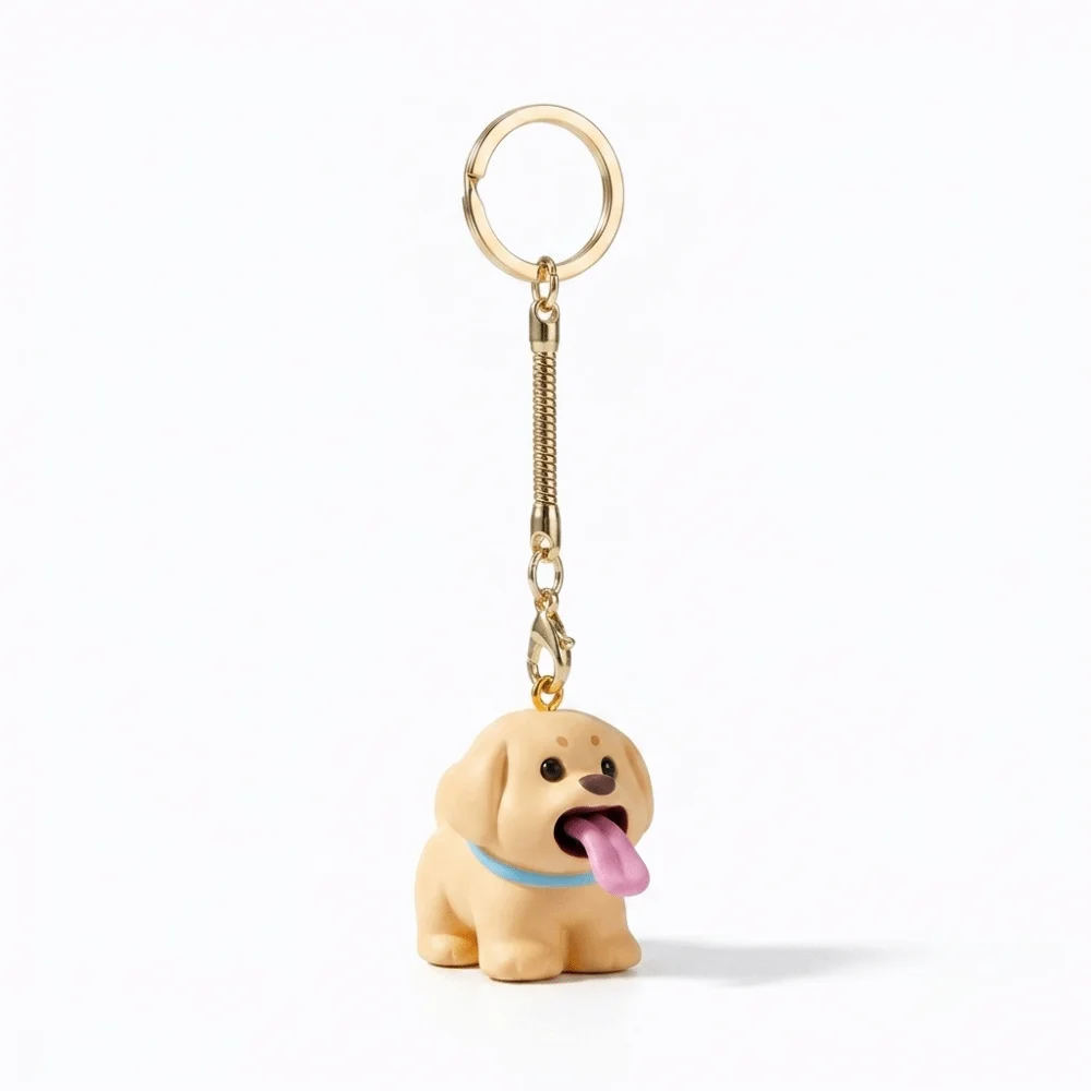 Premium Solid Resin Dog Resin Keychain Vivid Detailing Smooth Polished Surface Animal Pendant Decor Compact Lightweight