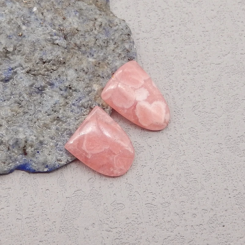 2Pcs Natural Stone Argentina Rhodochrosite Cabochons,Pink Cabochons For Pendants Making DIY Jewelry Finding 23x12x4mm 5g