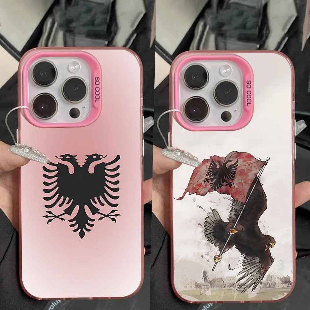 

Flag of Albania Passport Phone Case For iPhone 16,15,14,13,12,11,Pro,Max,Plus,Mini,XS,SE Anti Fall Pink Matte Hard Bumper