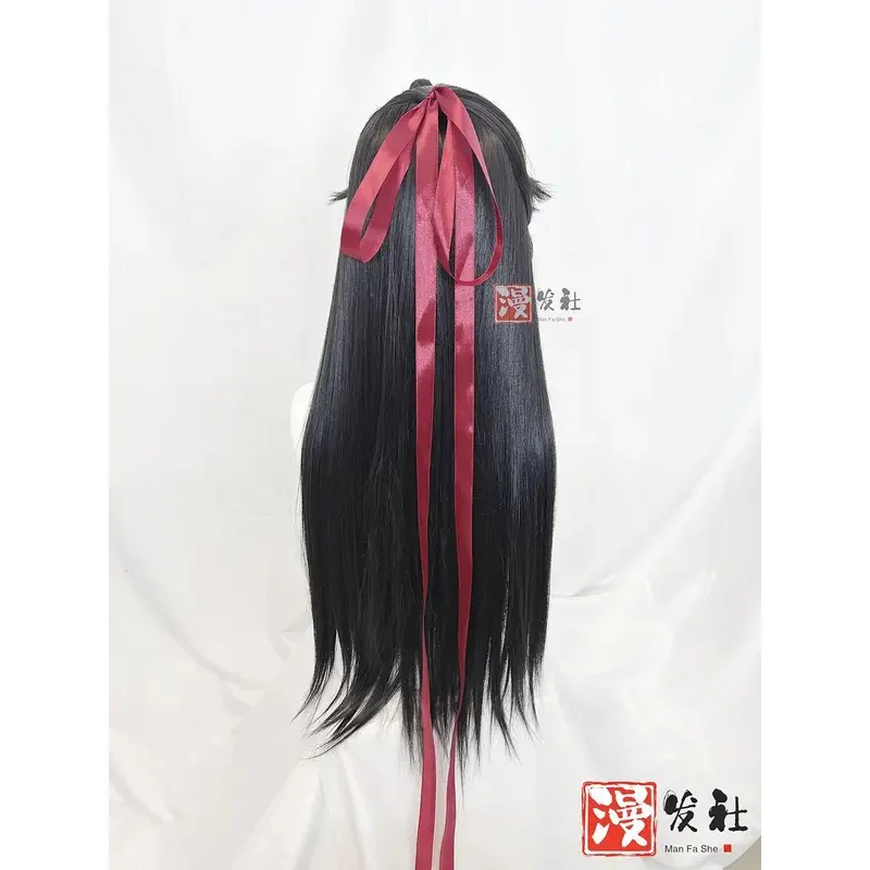 

ff34Wei парик в стиле wuxian Grandmaster Of Demonic Cultivation MDZS Lan Wangji, черный длинный хвост, прическа, индивидуальные парики, реквизит