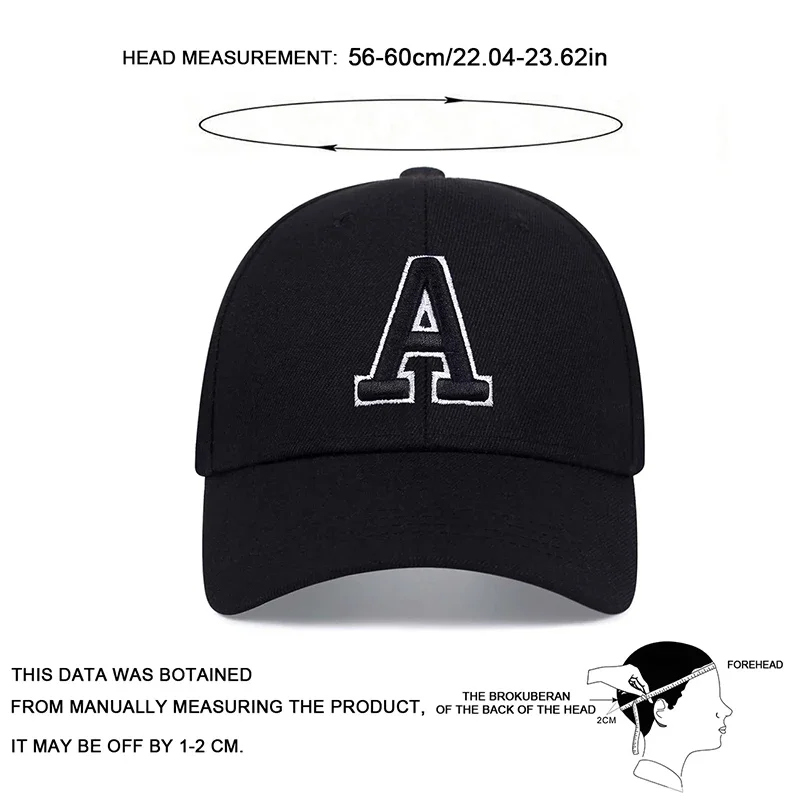 Unisex A Letter Side Ar Embroidery Baseball Caps Spring and Autumn Outdoor Adjustable Casual Hats Sunscreen Hat