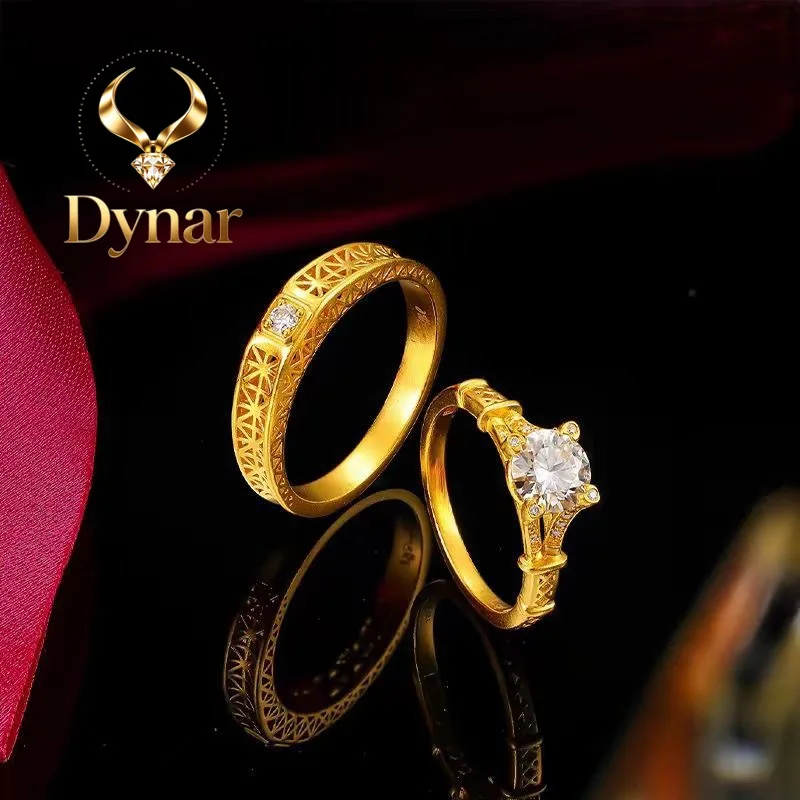 Dynar Jewelry    9999 genuine gold 24K pure gold high-end Eiffel Tower couple ring gold ring adjustable men's and women's gold j