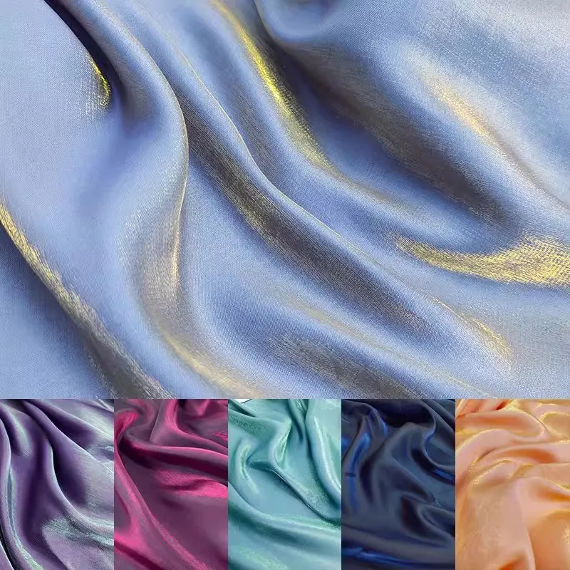 

Golden cotton glass iridescent soft fabric sewing evening gown fashionable midi skirt DIY background decoration designer fabric