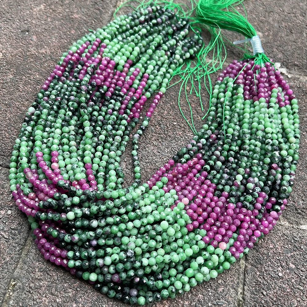 

Natural Faceted Zoisite Ruby Gradient Beads For Jewelry Making Bracelet Necklace Accessories 15''