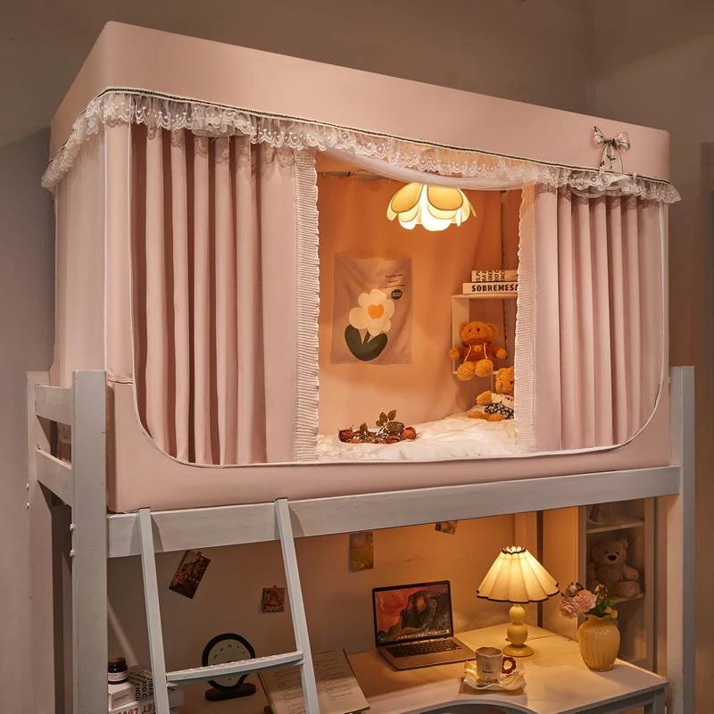 Integrated Bed Curtain Mosquito Net Full Light Blocking Dormitory Special All Encompassing Bed Canopy Universal for Upper And...