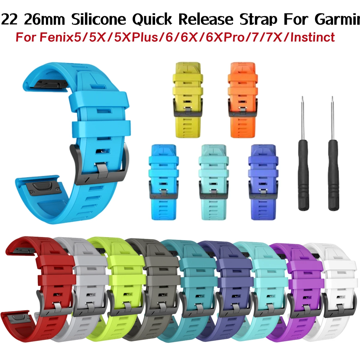 

Galaone 22 26mm Silicone Wristband For Garmin Fenix 5 Plus 6 Pro 7 Sport Quick Release Watch Band For Fenix5X 6X 7X 3HR/945/935