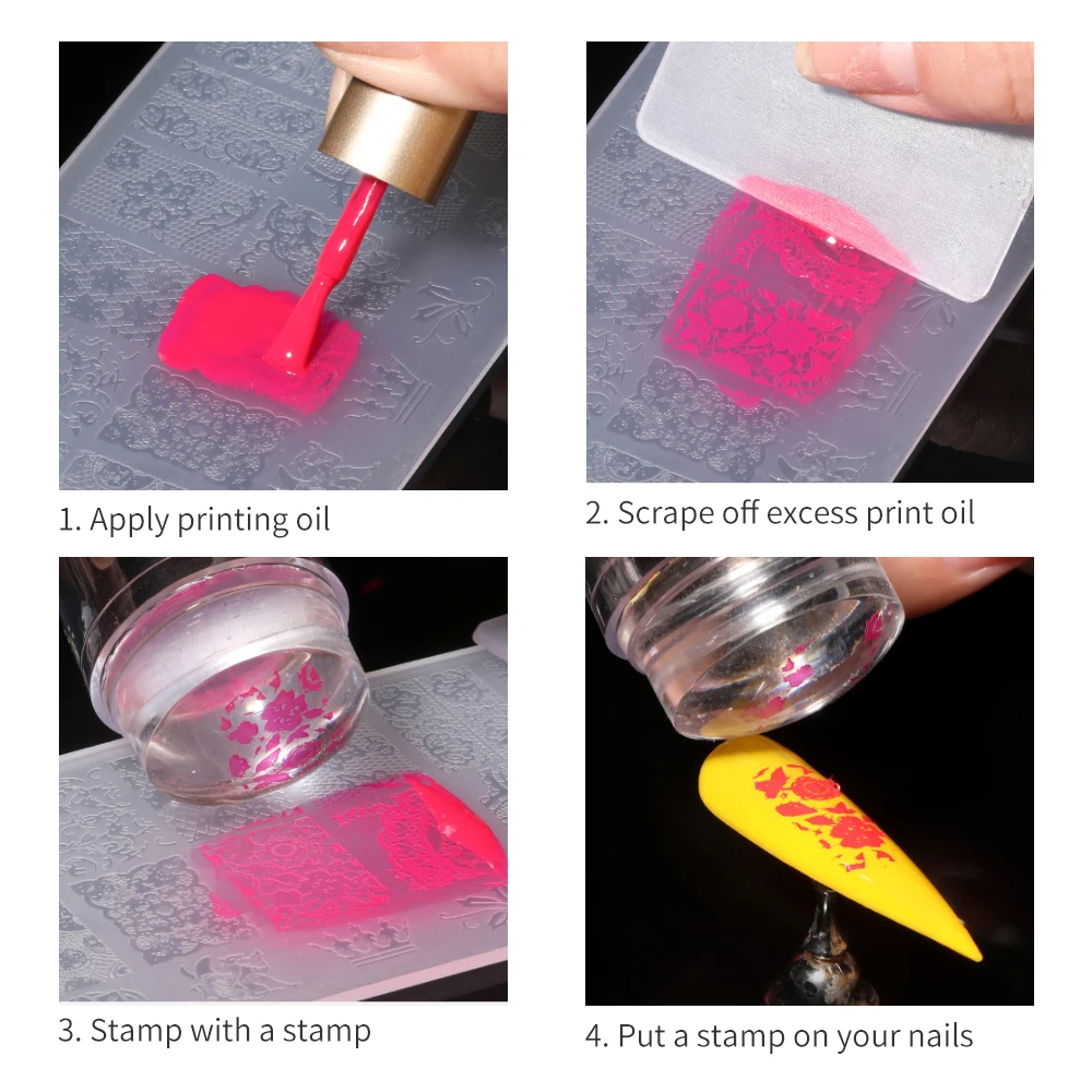 LULAA مزدوج الرأس مسمار شفاف الختام مع مكشطة عدة ختم مسمار الفن الأظافر الإكسسوارات سيليكون ختم مانيكير أدوات #4