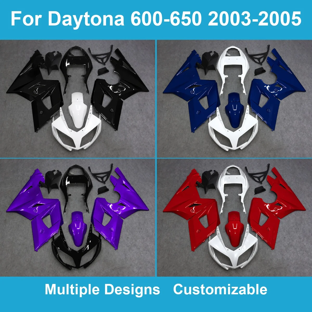 For Daytona 600 650 2003-2005 600cc Full Bodywork Panels Kit Injection Moulded ABS Cowls Fairing Spares Replacement Set