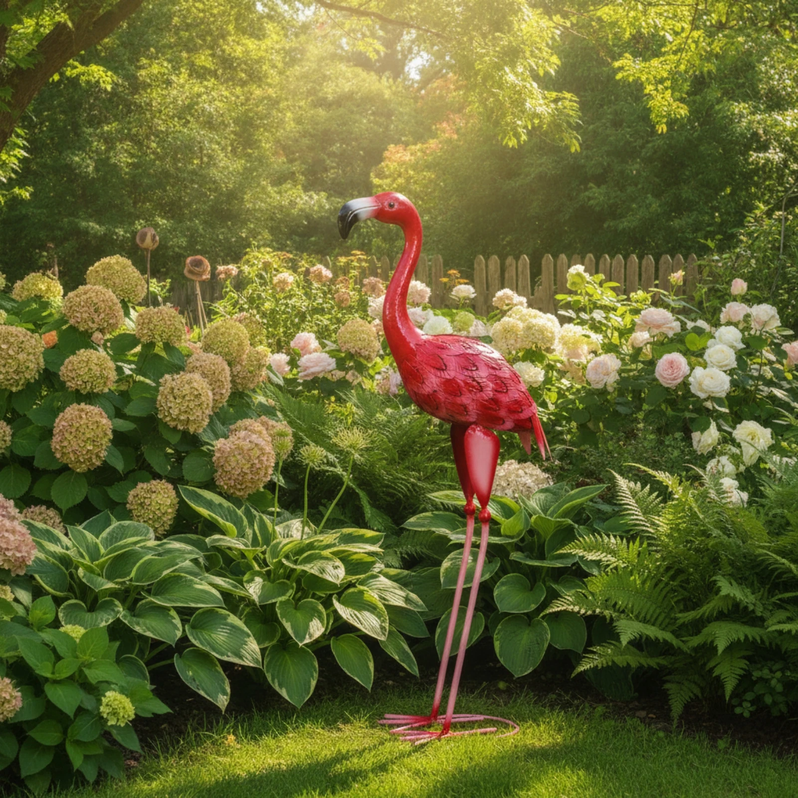 Flamingo Statue Lifelike Metal Flamingo Bird Statue Textured Bird Sculpture Long-Lasting for Gardeners, Garden, Patio