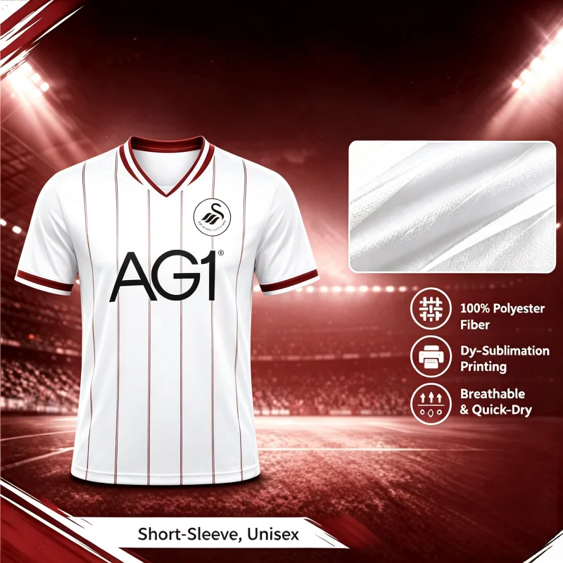 26-27 New Swansea City Niche Fan Customized Casual Sports Fast Drying Breathable 3D Printed Tee for Family and Children's Wear