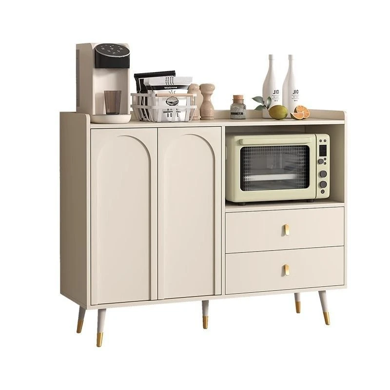 Slate dining side cabinet Cream wind kitchen table Microwave oven Shelf bowl