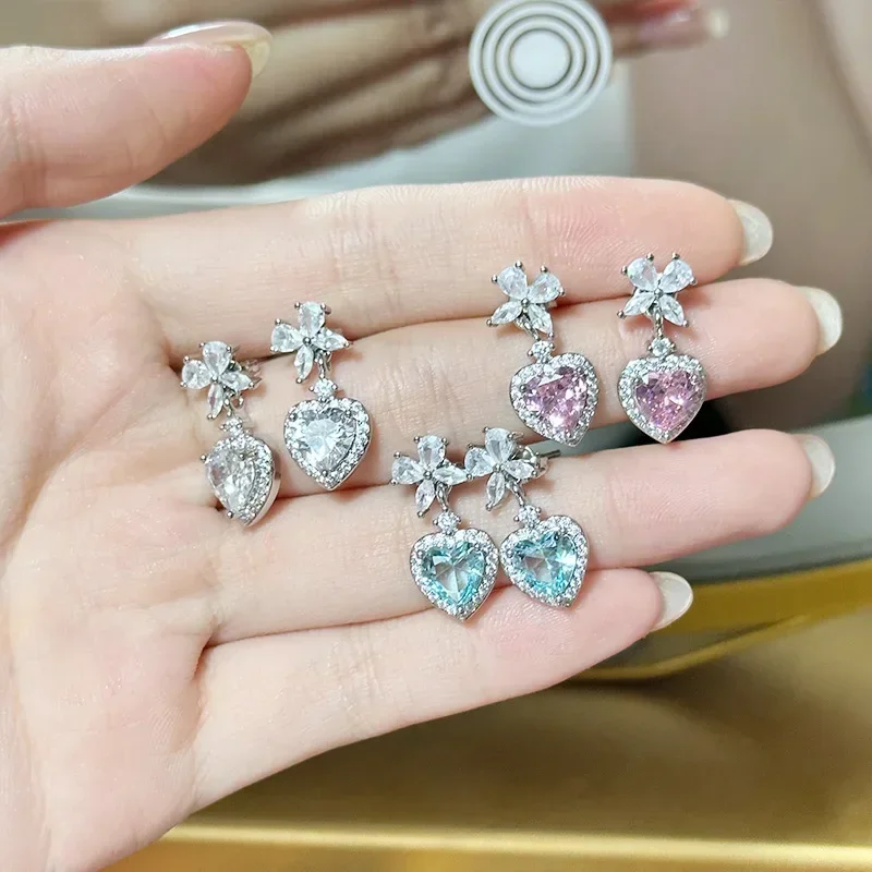 

MDL Moissanite Style.Little Red Book High Definition Designs Radiant Aquamarine Heart Earrings