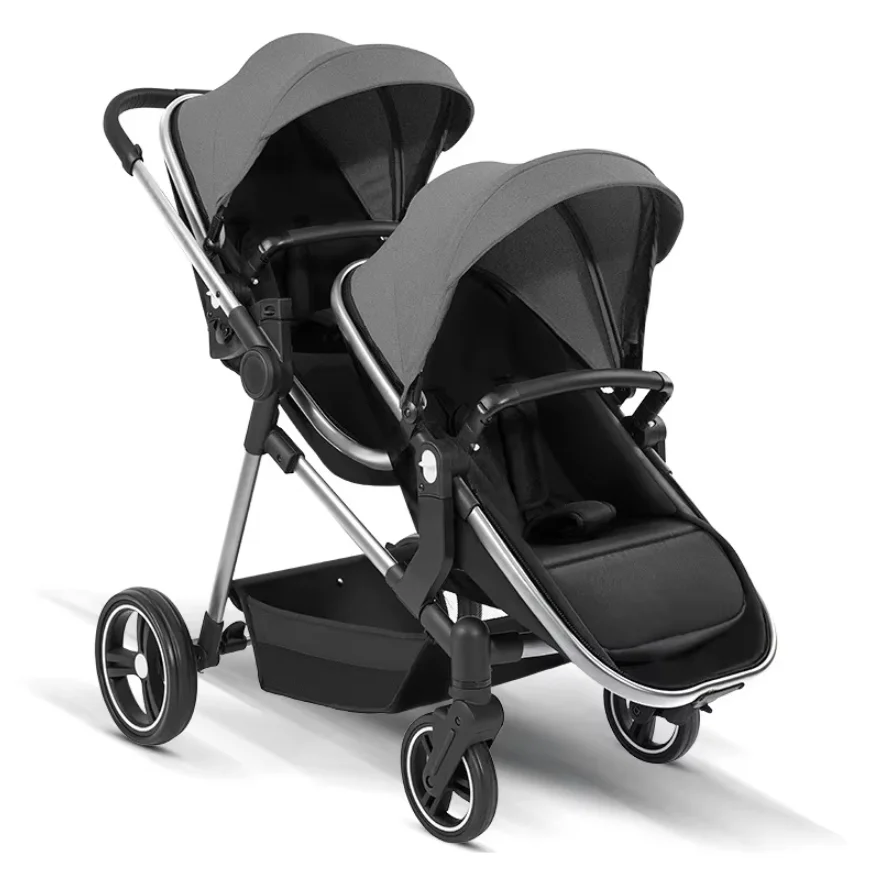 Lichtgewicht Twin Kinderwagen 2in1 Opvouwbare handbagage, tweeweg, verstelbare rugleuning Dubbele stoel Kinderwagen voor dubbele kinderen