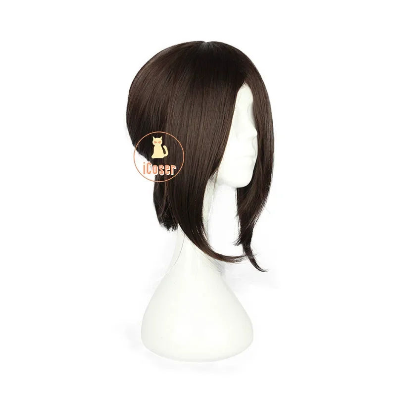 Attack on Titan Hange Zoe Cosplay Wig Dark Brown Synthetic Hair with Wig Cap Hanji Zoe Anime Cosplay Glasses Role Play Props