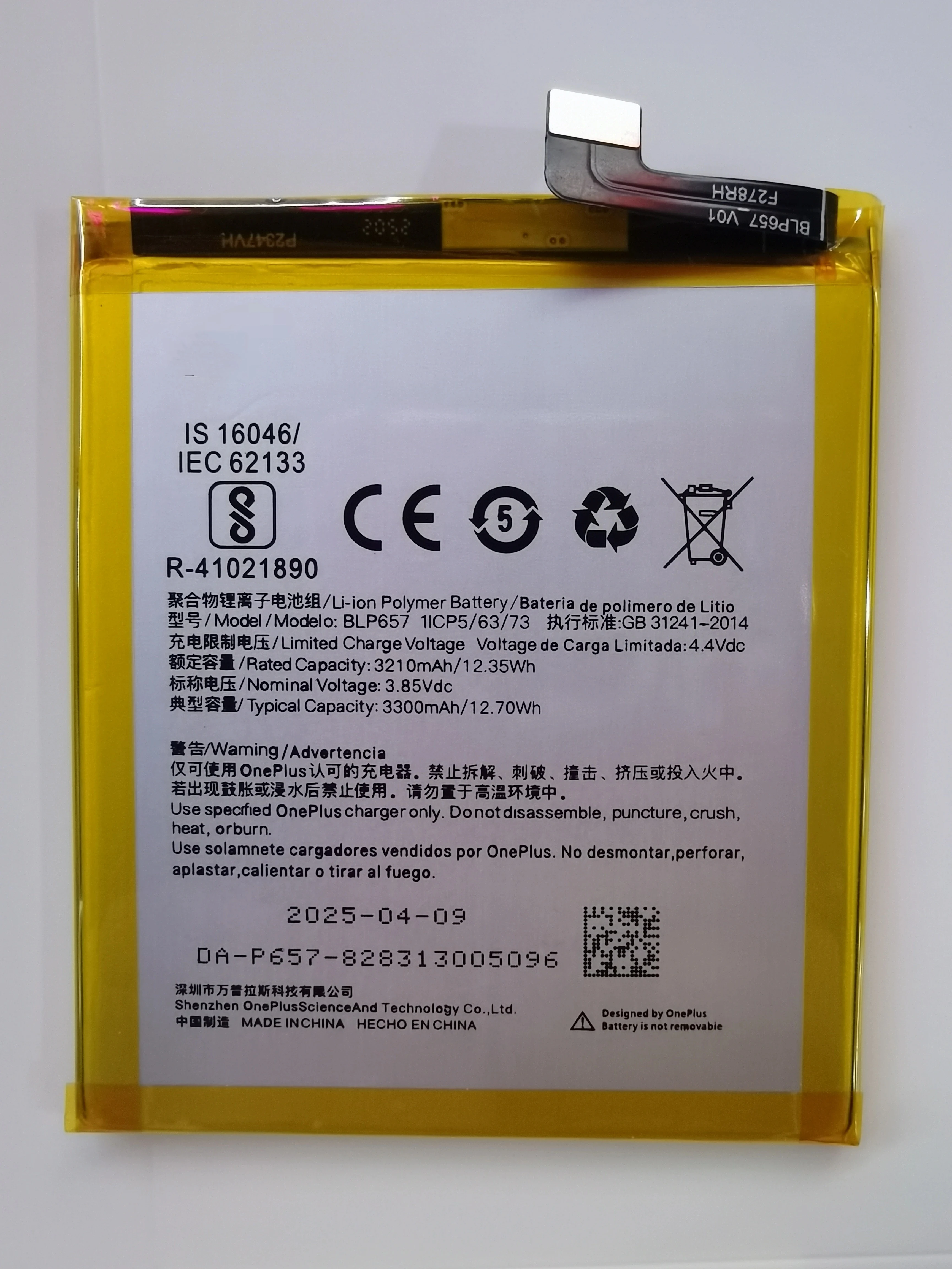 

2025 Year Newest BLP657 3300mAh Replacement Battery For OnePlus 6 A6001 Genuine Latest Production Phone Batteries