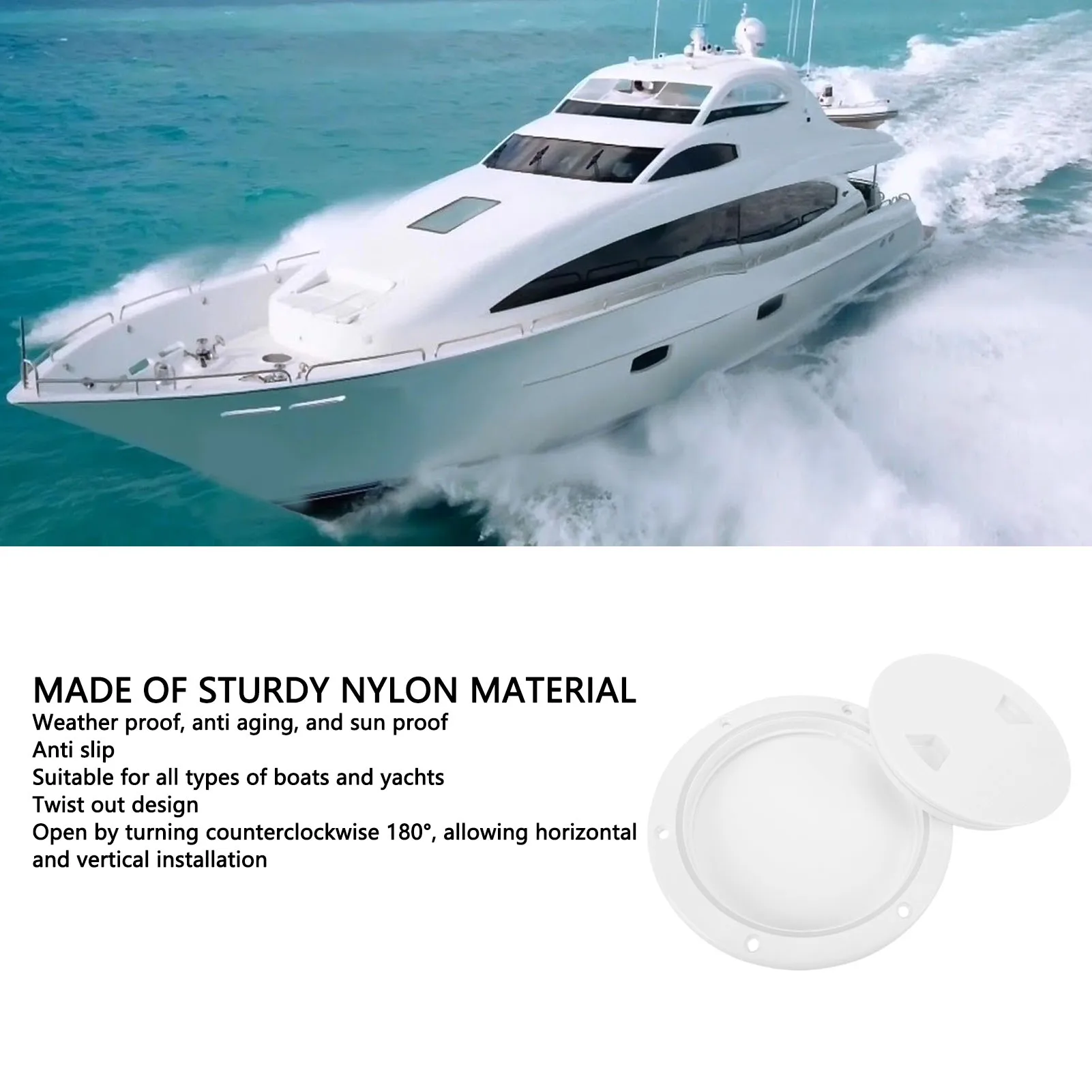 

Круглая съемная инспекционная палубная люк-заглушка для лодок и яхт, 6,5 дюймов, нейлоновая, противоскользящая, белая