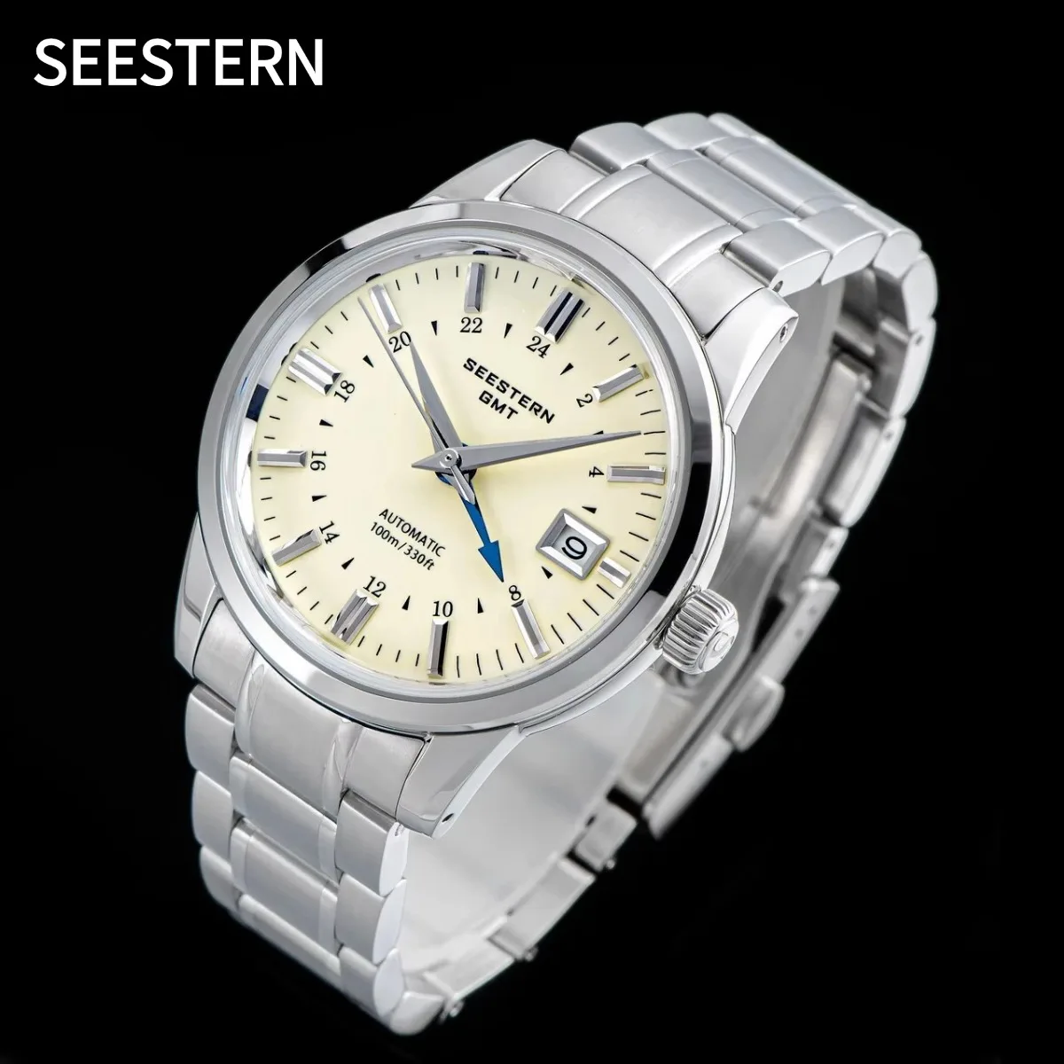 SEESTERN Men's Automatic Mechanical Wristwatch NH34 GMT Movement 10bar Waterproof Domed Sapphire Crystal Watch Limited S446 New