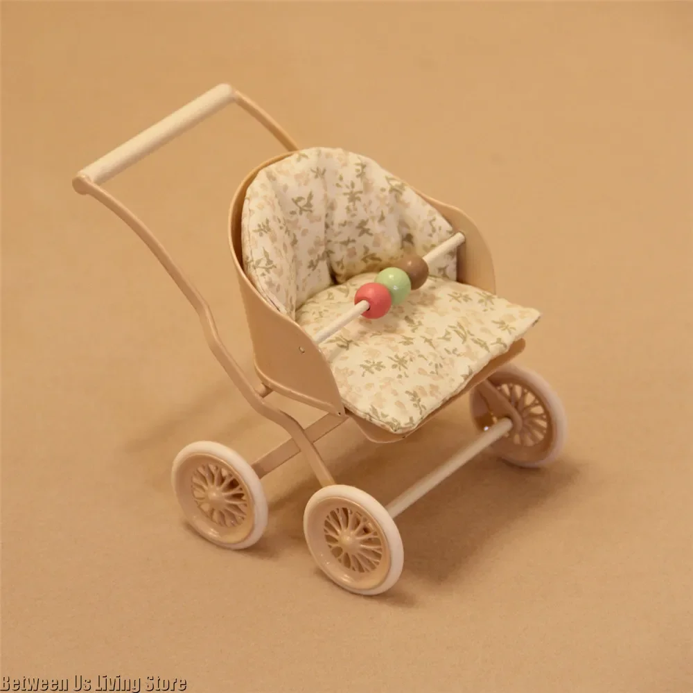 1:12 Miniature Artificial Furniture Baby Stroller Lotus Root Pink Light Green Suitable House Home Furnishings