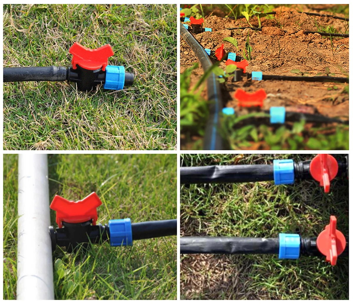 16mm Pipe Bypass Locknut Valve Drip Tape Shunt Waterstop Valve Garden Agriculture Irrigation Belt Shutoff Water Controller Valve