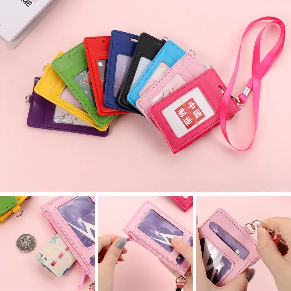 

New School Office Supplies With Lanyard Wallets ID Holders Zipper Bag Card Case