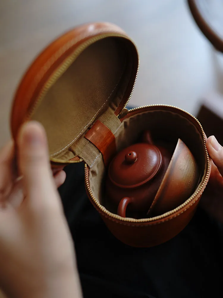 Retro Hand Vegetable Tanningc Cowhide Blanket Stitching Jewelry Box Large Capacity Portable Leather Walnut Collectables-Autograp