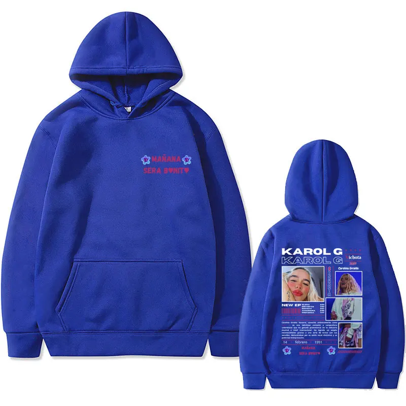 Sudadera con capucha de gran tamaño para hombres y mujeres, sudadera con estampado de la cantante famosa Karol G Heart, muñana Sera bonita, álbum, moda Hip Hop, caliente