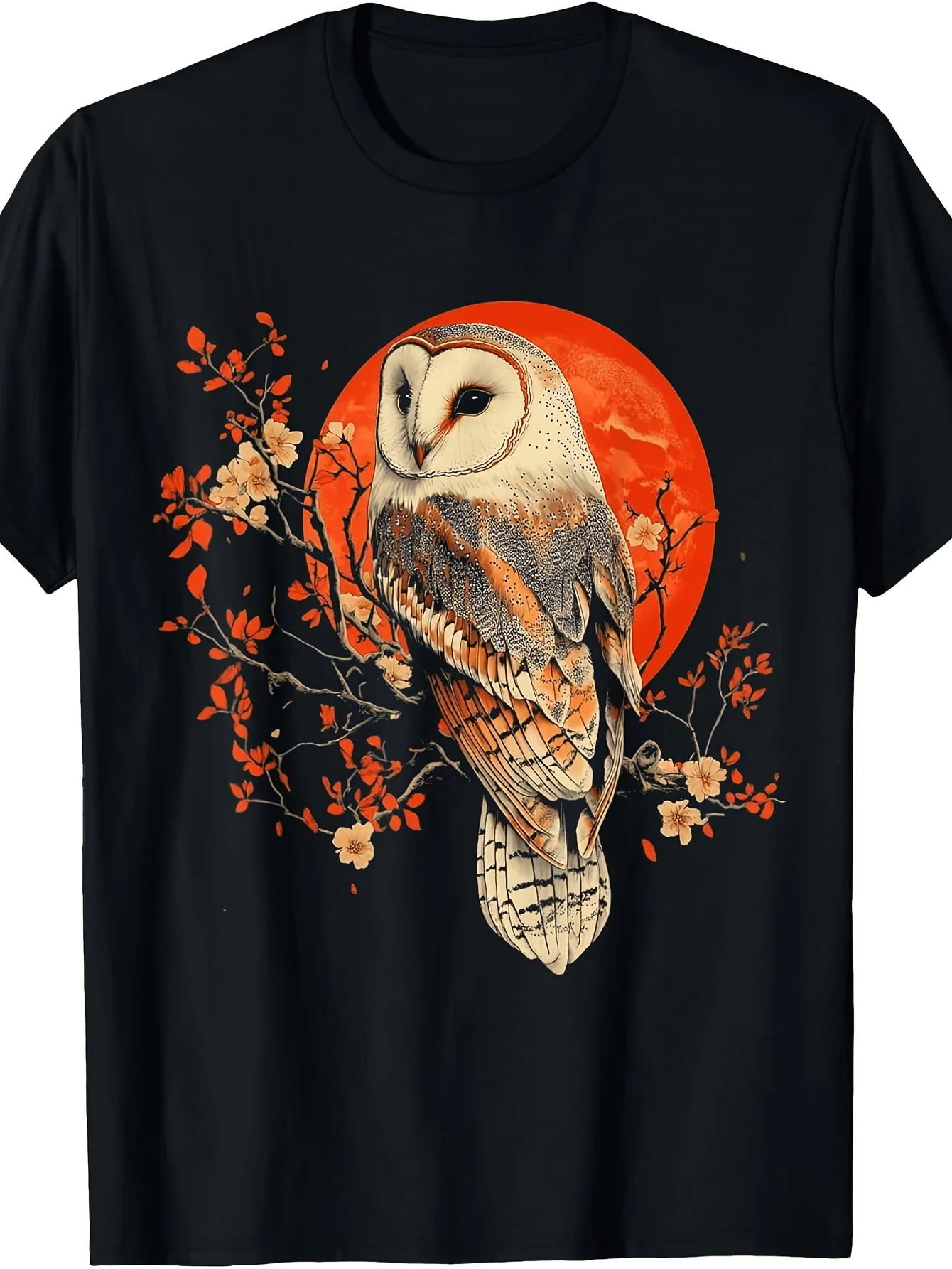Barn Owl Cottagecore T-Shirt - Retro Suitable for - Round Neck Tee with Barn Owl Graphic, Machine Washable Casual Top for Casual Attire, Rustic Barn Owl for, Cottagecore Style Apparel