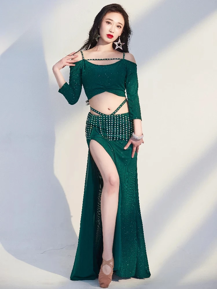 Conjunto de traje de danza del vientre para mujer, traje de actuación de danza Oriental para otoño e invierno