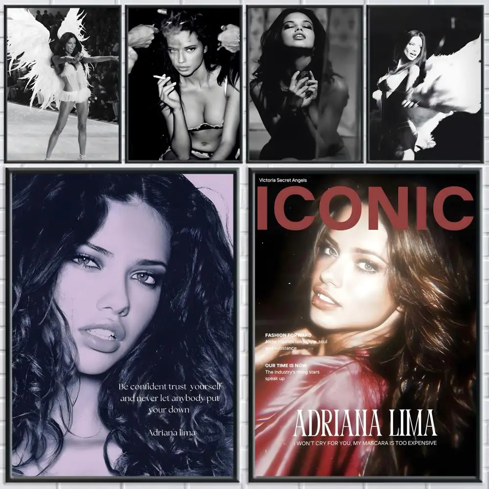 A-Adriana Lima-pegatinas de póster de modo, pintura Mural, decoración autoadhesiva para dormitorio, sala de estar, hogar, calcomanías de pared HD, regalo