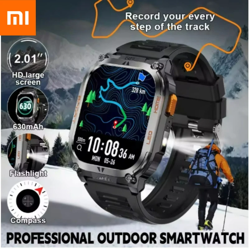 

Xiaomi Новые Смарт-часы с GPS-отслеживанием, фонарик, 630 мАч, аккумулятор большой емкости, компас, Bluetooth-вызов, водонепроницаемые спортивные умные часы