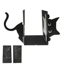 Cute Cat Bookends Iron Black Cat Shape Book Holders Shelves Book Ends Bedroom Library Office School Book Desktop Organizer