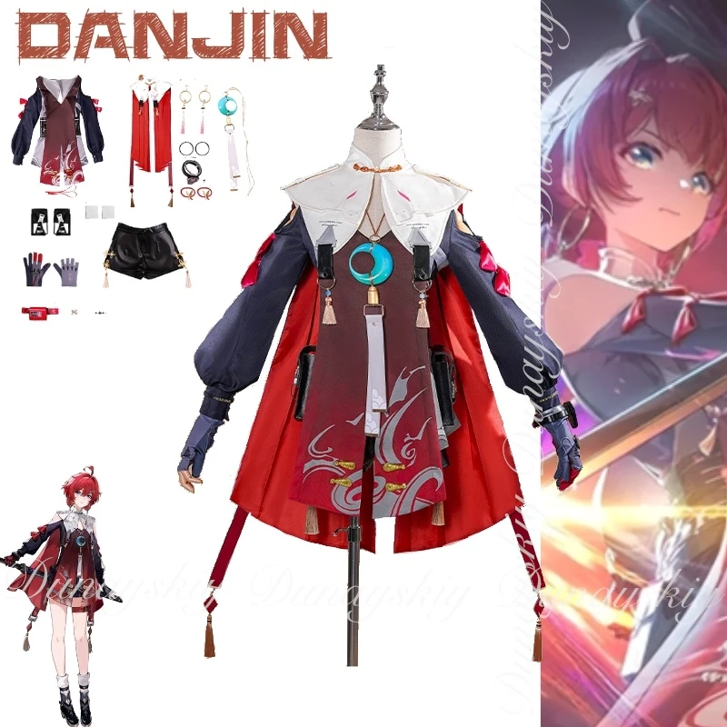 لعبة Wuthering Waves Game Danjin شخصية واحدة حارس مستقيم وغير معدل مع زي تنكري للشعر الوردي مليء بالمجموعة