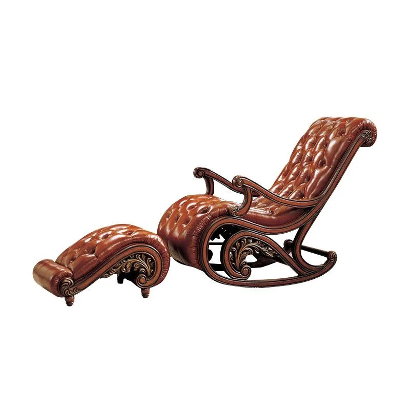 American rocking chair recliner adult light luxury sofa pedal balcony home leisure chair solid wood elderly chair happy chair