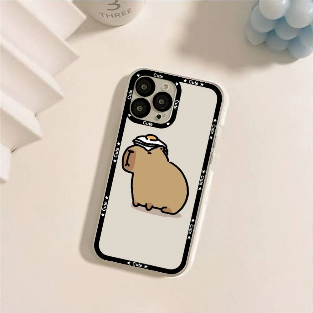 Cartoon Cute Capybara Phone Case For IPhone 11 12 13 14 15 16 Mini Pro Max 15promax Cases Shell Funda Cover