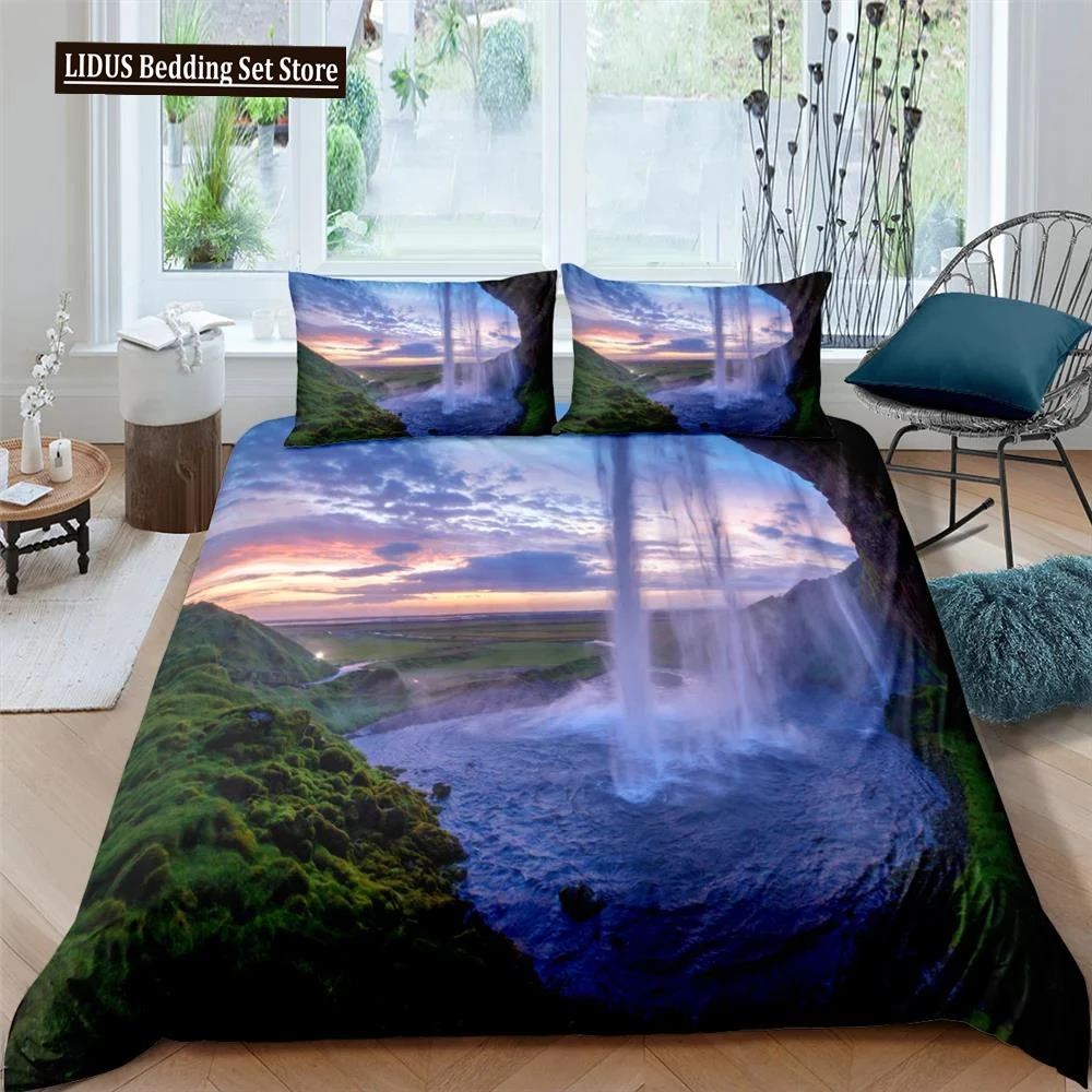 

Beautiful Scenery Bedding Set Bed Cover Floral Trees Duvet Cover With Pillowcase 2/3Pcs King Bedclothes Polyester Quilt Cover