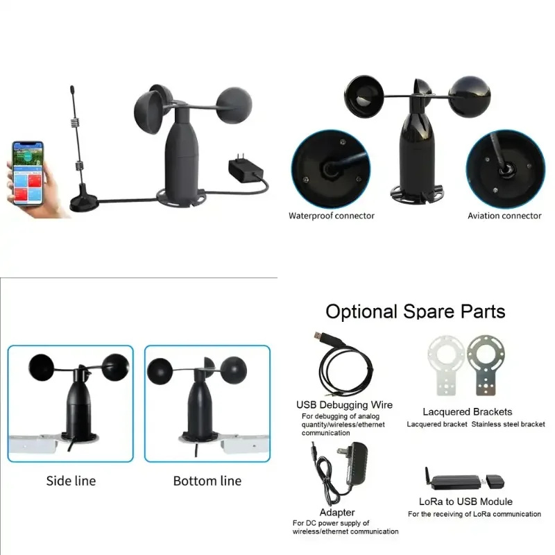 

Portable Wireless Wind Speed Anemometer, Professional Sensor for Home and Farm Weather Stations
