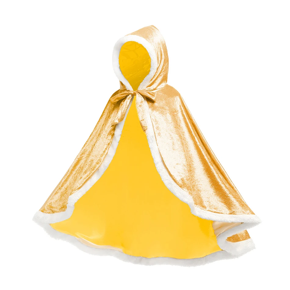 Princess Cute Hooded Solid Cloak for Girl Kids Winter Cape Christmas Birthday Halloween Carnival Party Costume Cosplay Accessory