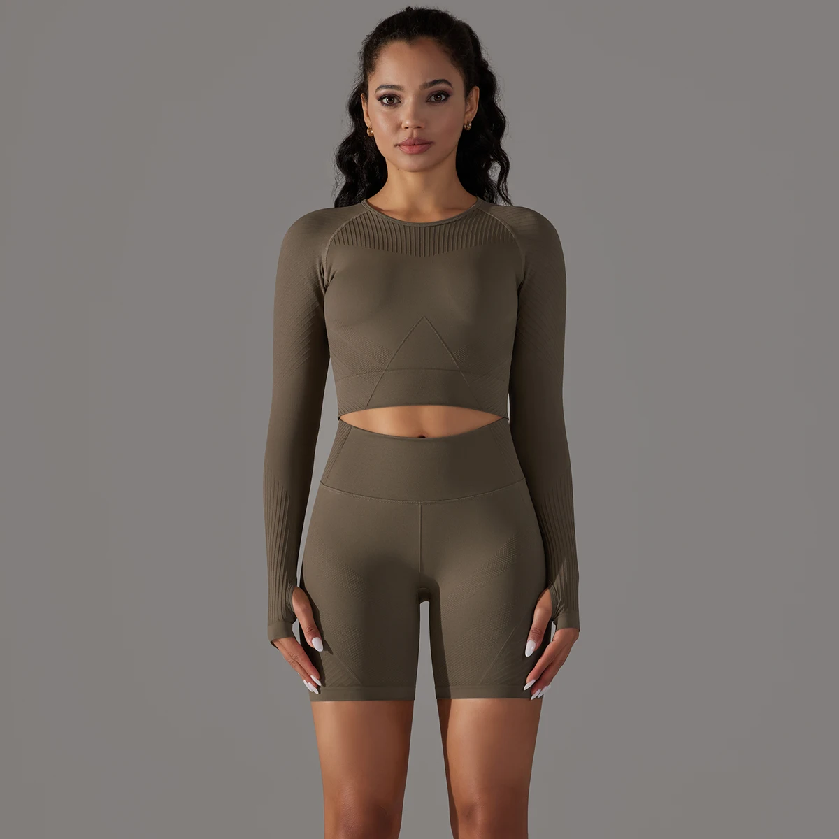 Seamless Yoga Set Shorts Long Sleeve Crop Top Shirt High Waist Gym Fitness Shorts Tracksuit Workout Clothes Athletic Sportswear