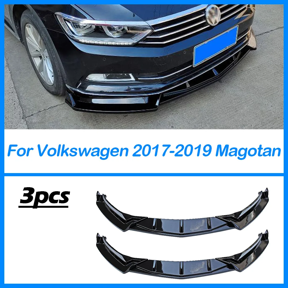 

For Volkswagen 2019 Magotan Car Front Bumper Lip Body Kit Spoiler Splitter Anterior Chin Diffuser ABS Glossy Black Carbon Grain