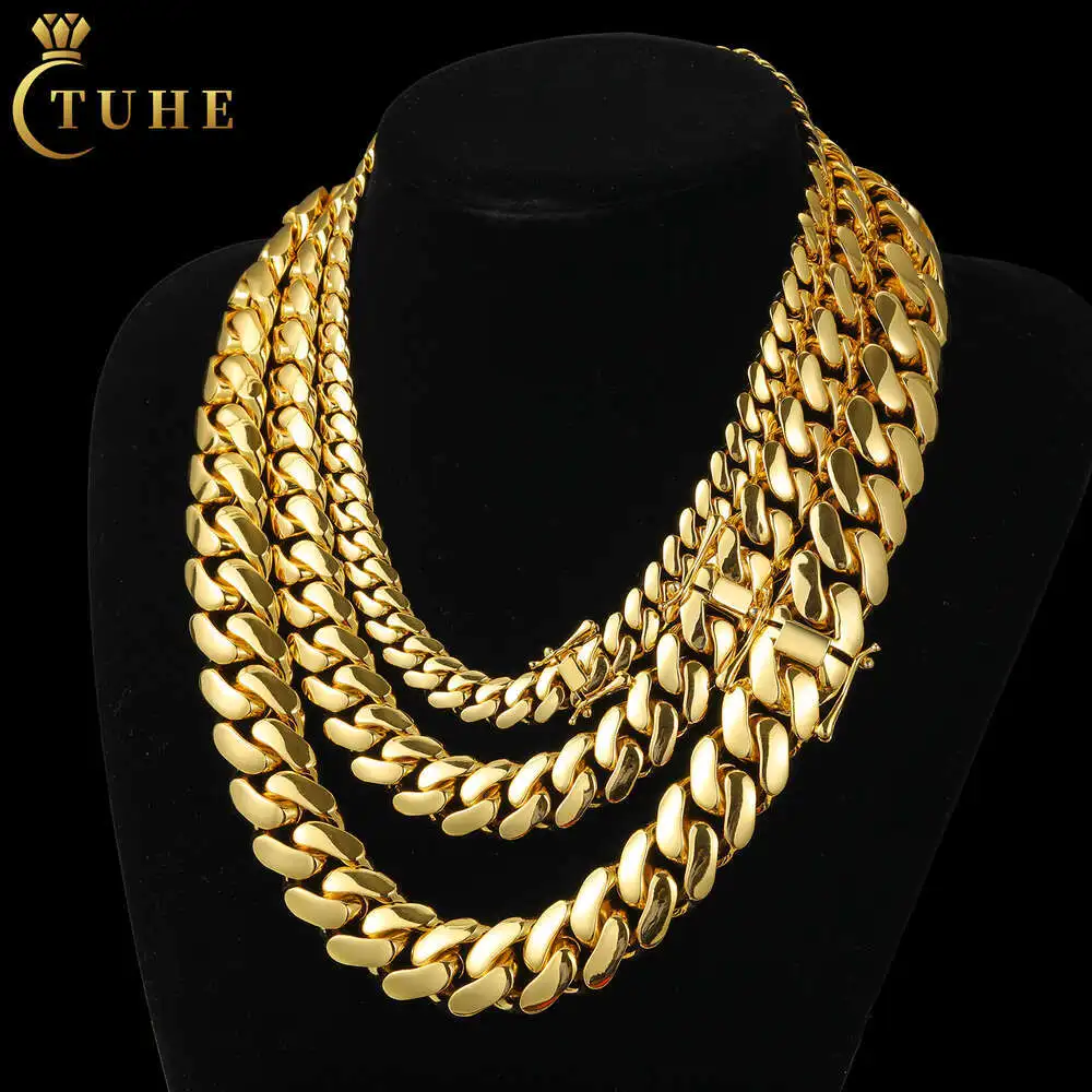 10-22mm Heavy Miami Cuban Link Chain Wholesale Cubana 10k 14k 18k 24k Gold Custom Hip Hop Jewelry Chunky Cuban Necklace for Men