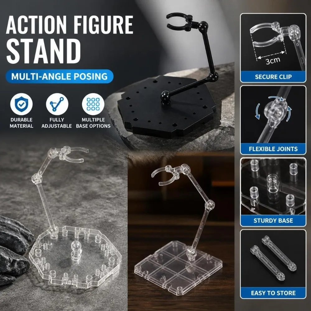 Perfect Transparent Action Figure Display Stand Movable Rack Gundam Models PVC Assembly Figure Stand Dolls Accessories